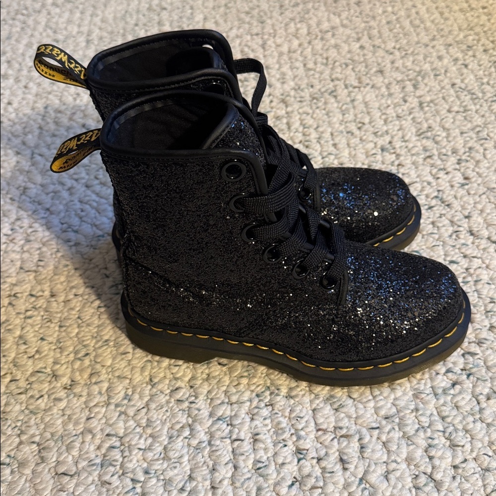 Dr. Martens Black Glitter 1460 Farrah Boots - Picture 3 of 7